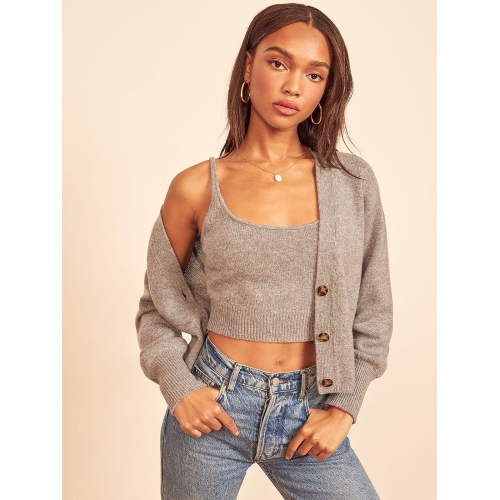 Reformation Varenne Grey Cashmere Tank